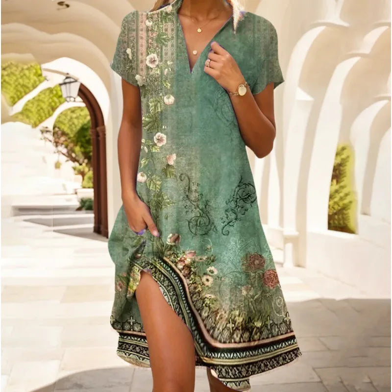 Vera Damen Kleid | V-Ausschnitt, Boho-Sommerkleid mit Taschen 7
