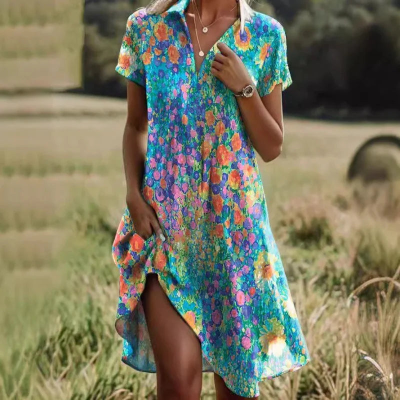 Vera Damen Kleid | V-Ausschnitt, Boho-Sommerkleid mit Taschen 8
