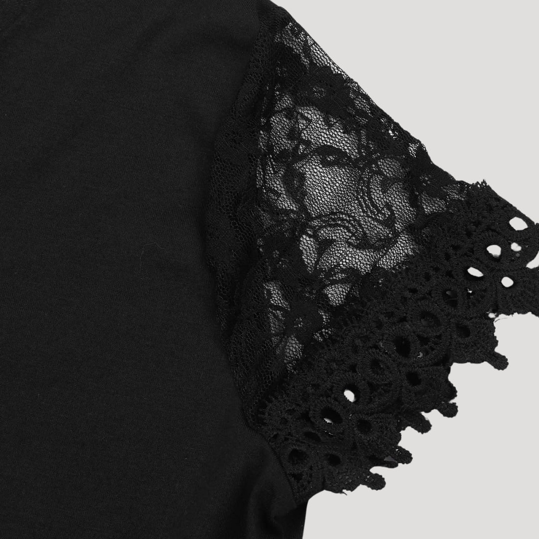 Vera Damen Kleid | V-Ausschnitt, Kurzärmel, Wellenkante, Elegant 4