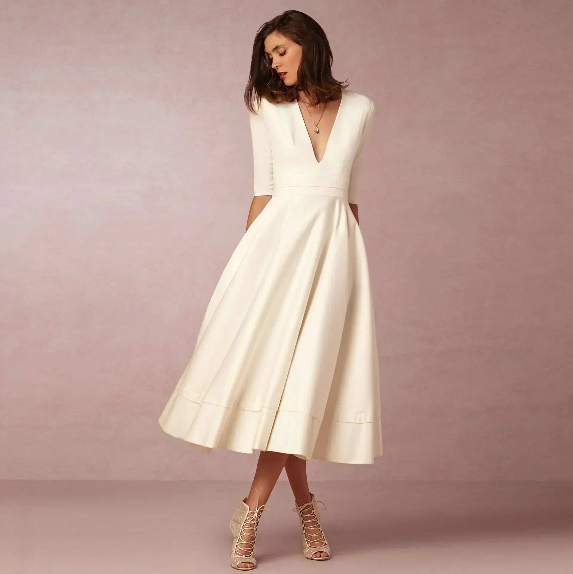 Vera Damen Midi Kleid | Fließende Silhouette, Definierte Taille 0