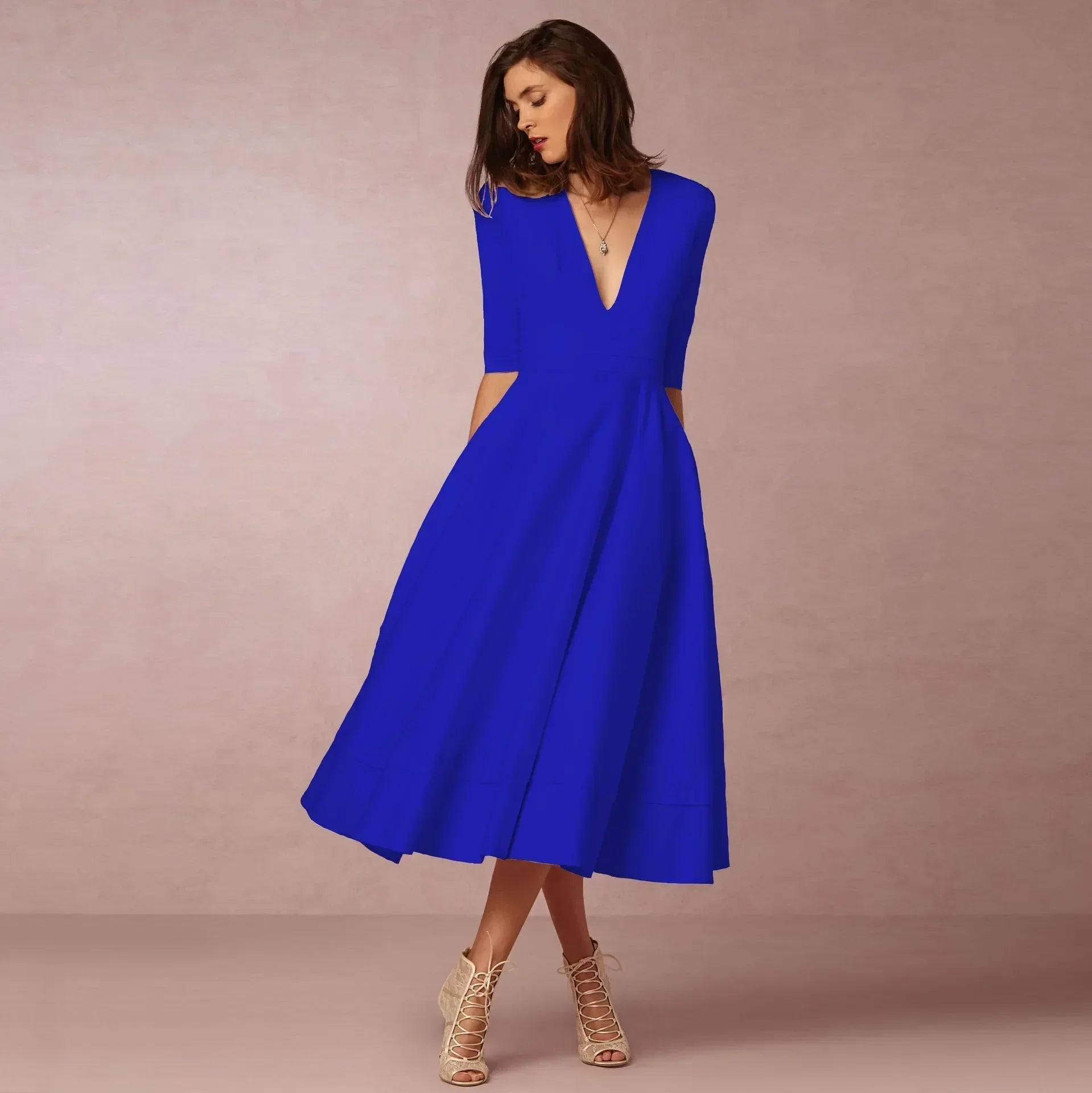 Vera Damen Midi Kleid | Fließende Silhouette, Definierte Taille 2