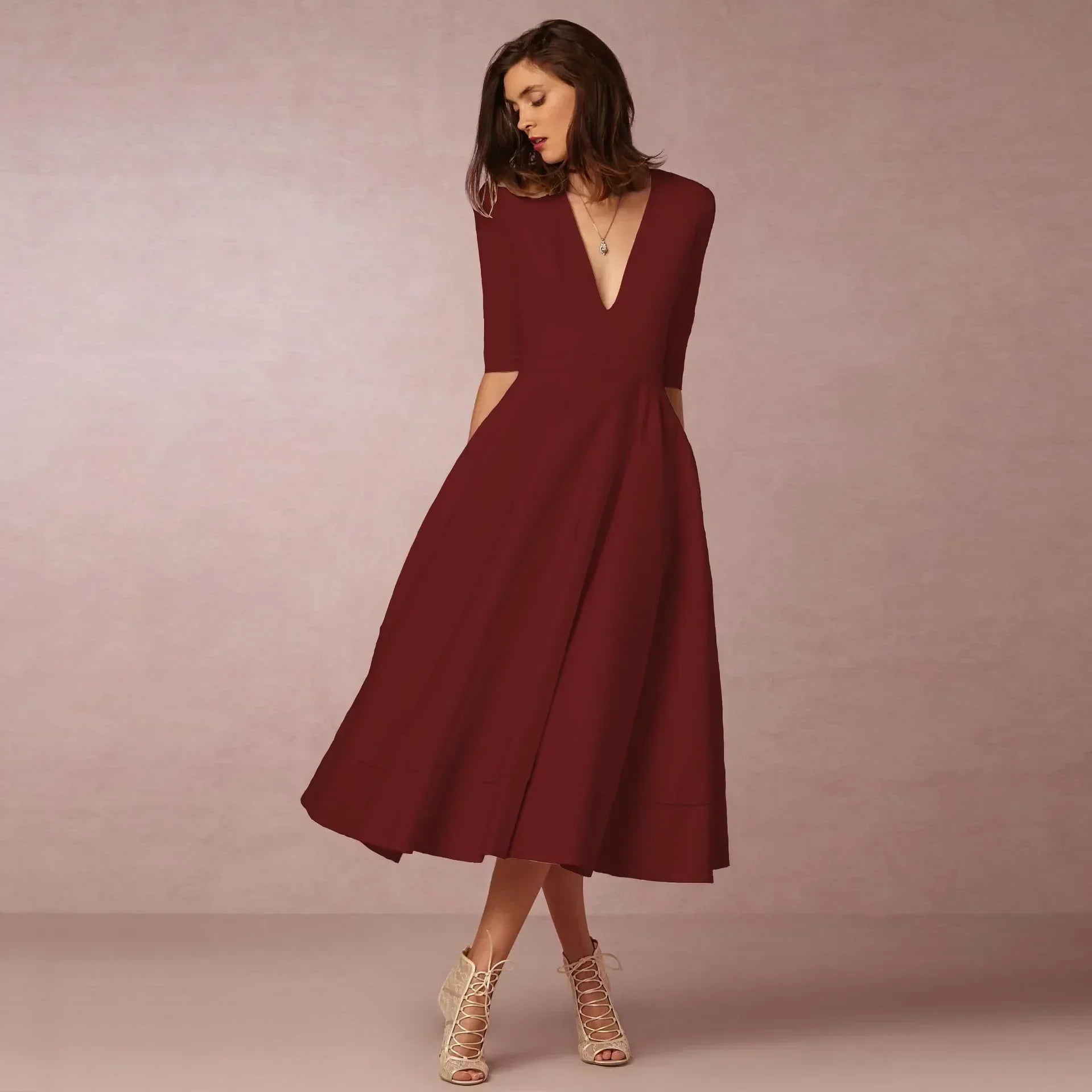 Vera Damen Midi Kleid | Fließende Silhouette, Definierte Taille 3