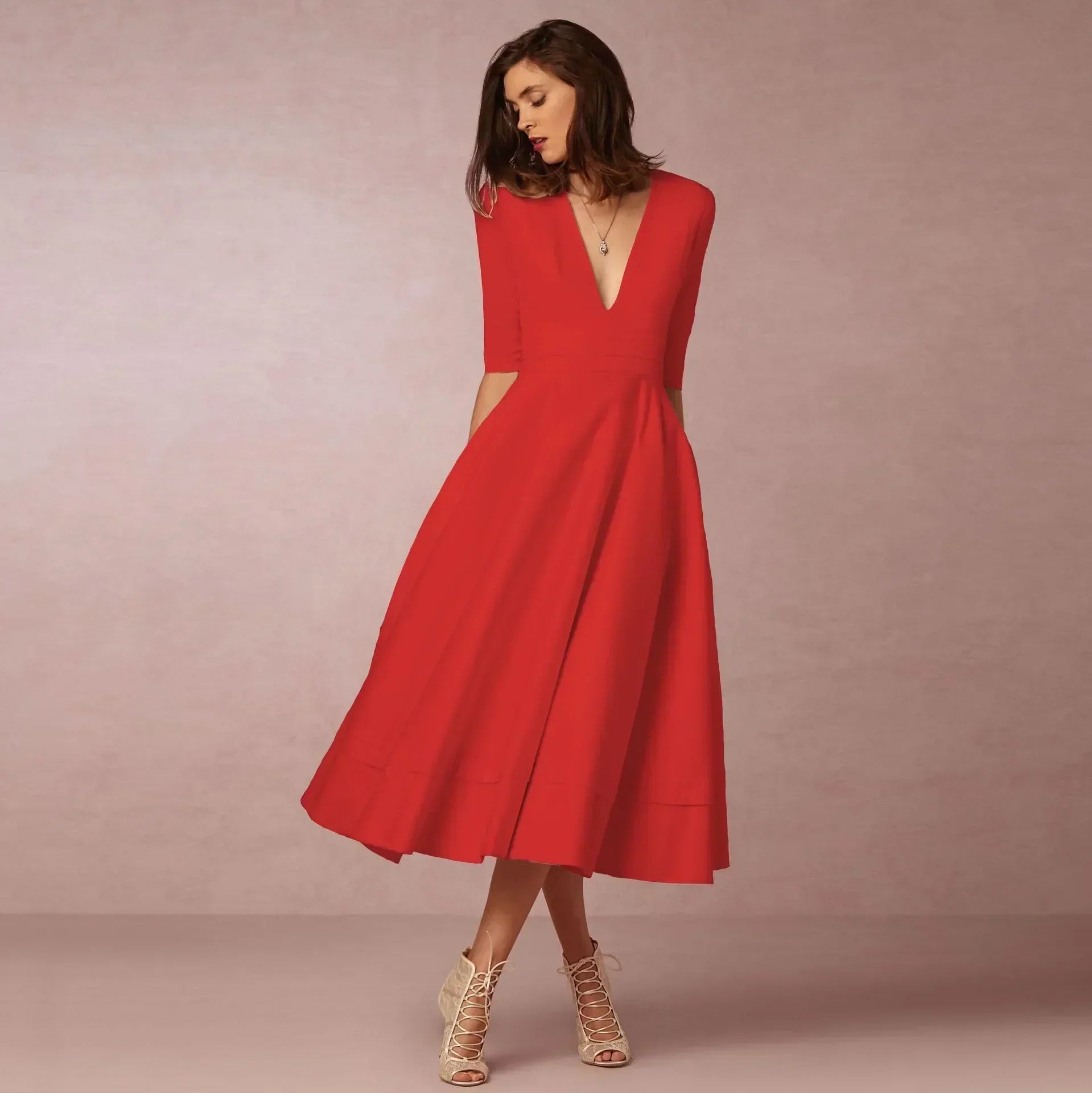 Vera Damen Midi Kleid | Fließende Silhouette, Definierte Taille 4