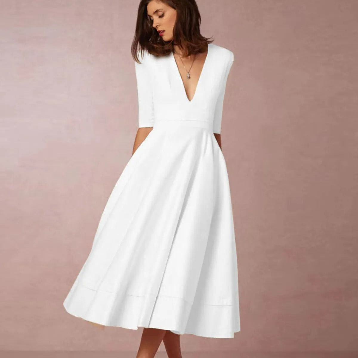 Vera Damen Midi Kleid | Fließende Silhouette, Definierte Taille 5