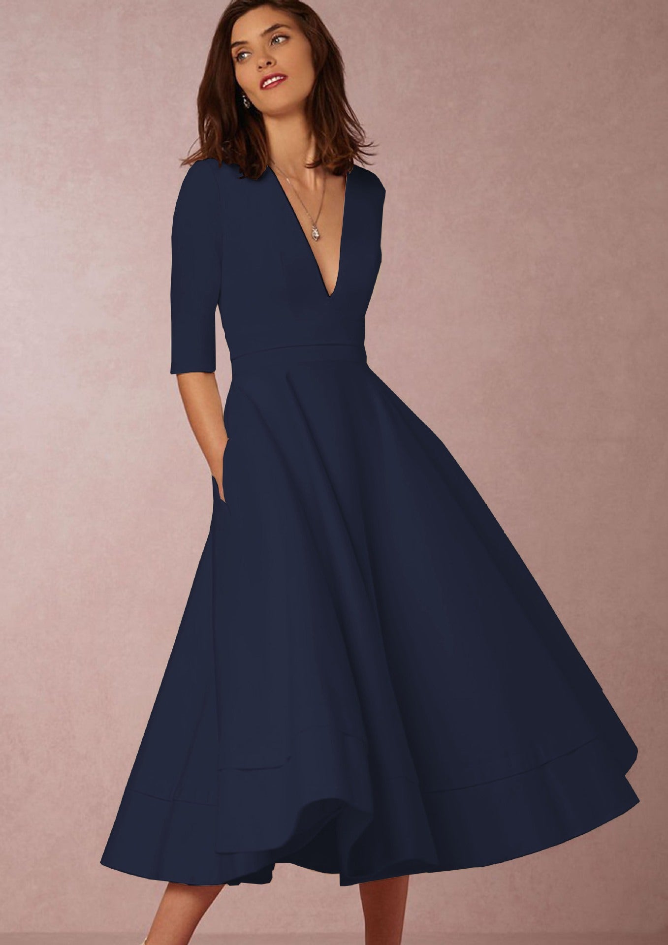 Vera Damen Midi Kleid | Fließende Silhouette, Definierte Taille 6