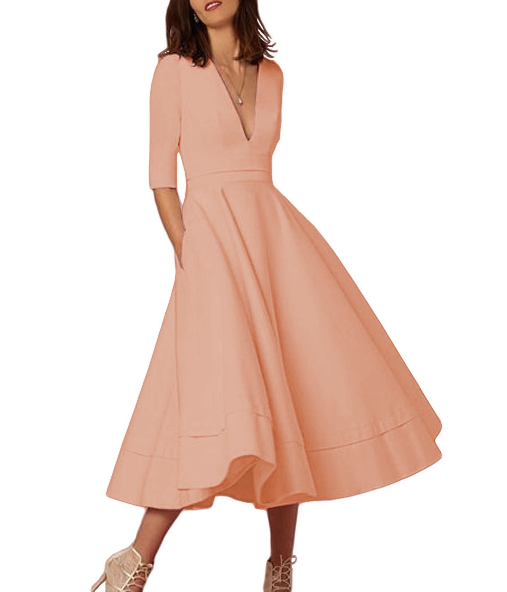Vera Damen Midi Kleid | Fließende Silhouette, Definierte Taille 7