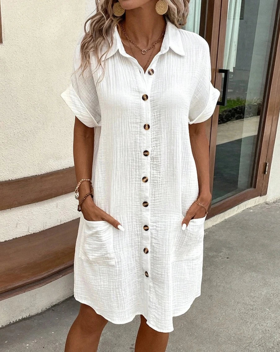 Vera Damen Mini Kleid | Baumwolle und Leinen, Sommerlich 0
