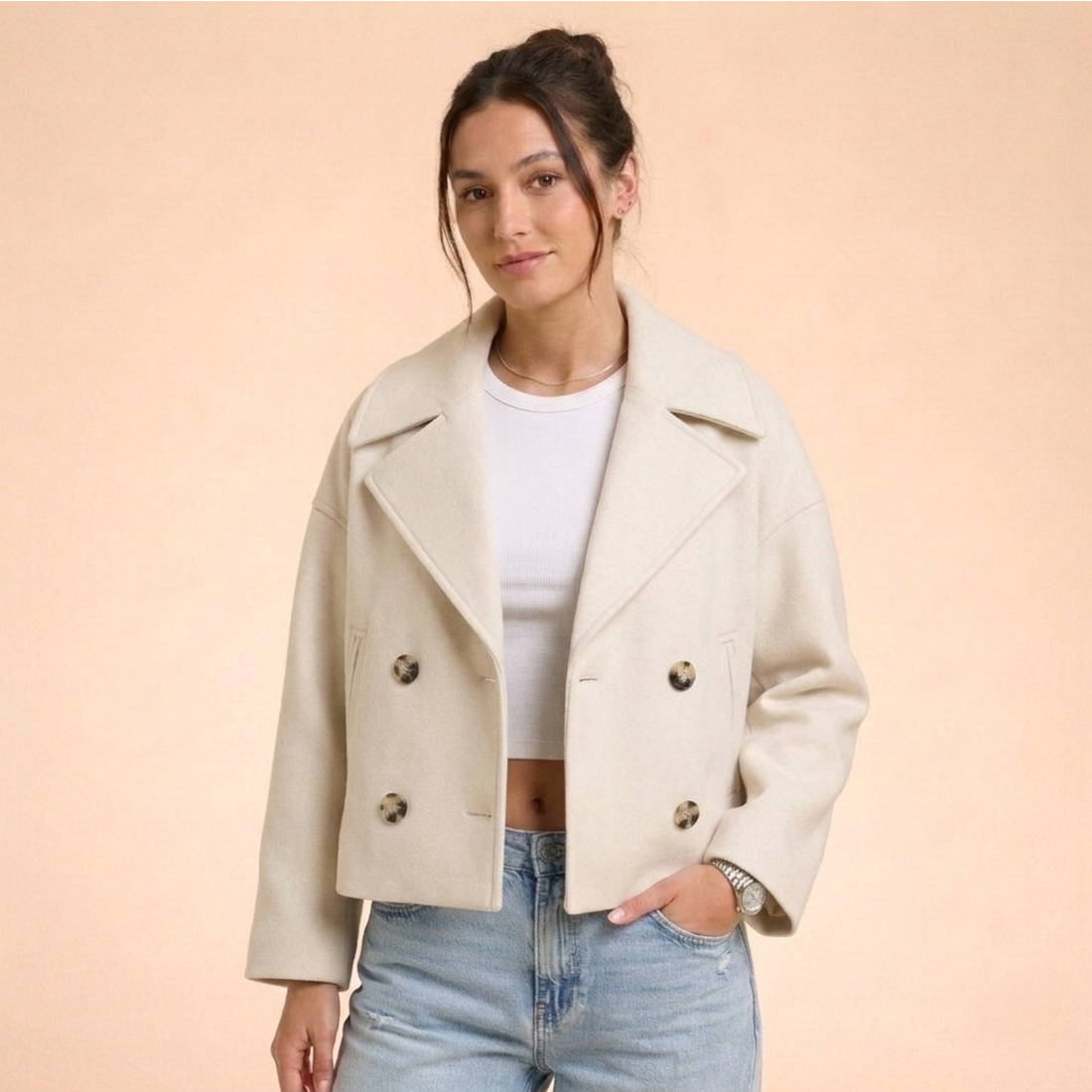 Vera Damen Wollmantel | Eleganter Schnitt, Zweireihig, Herbst/Winter 0