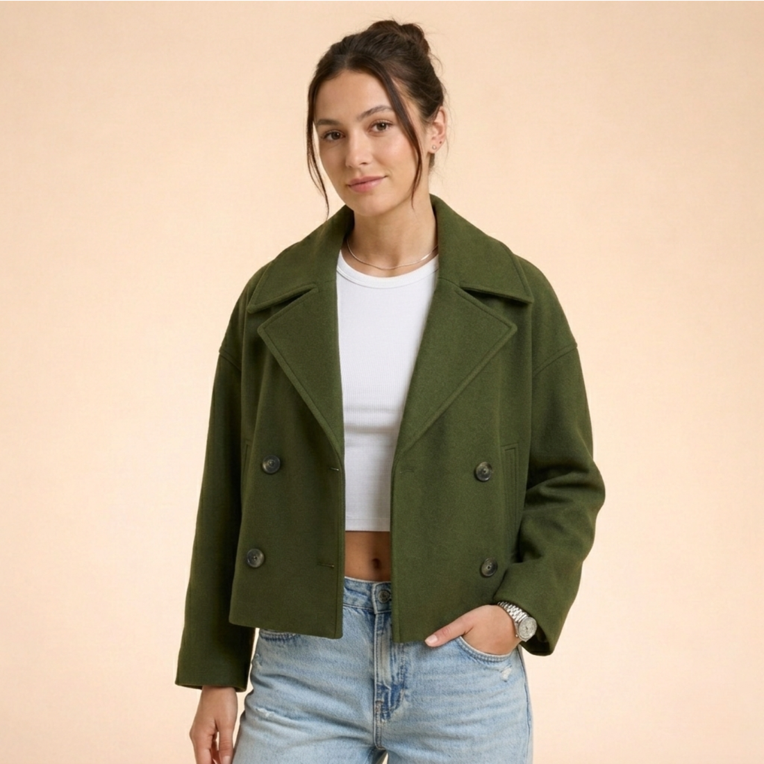 Vera Damen Wollmantel | Eleganter Schnitt, Zweireihig, Herbst/Winter 0