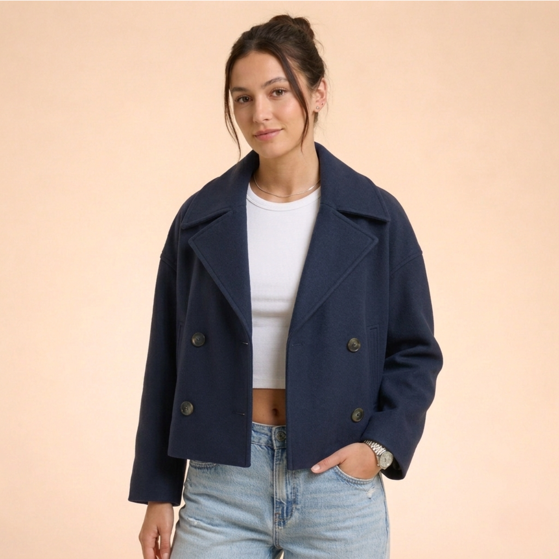 Vera Damen Wollmantel | Eleganter Schnitt, Zweireihig, Herbst/Winter 3