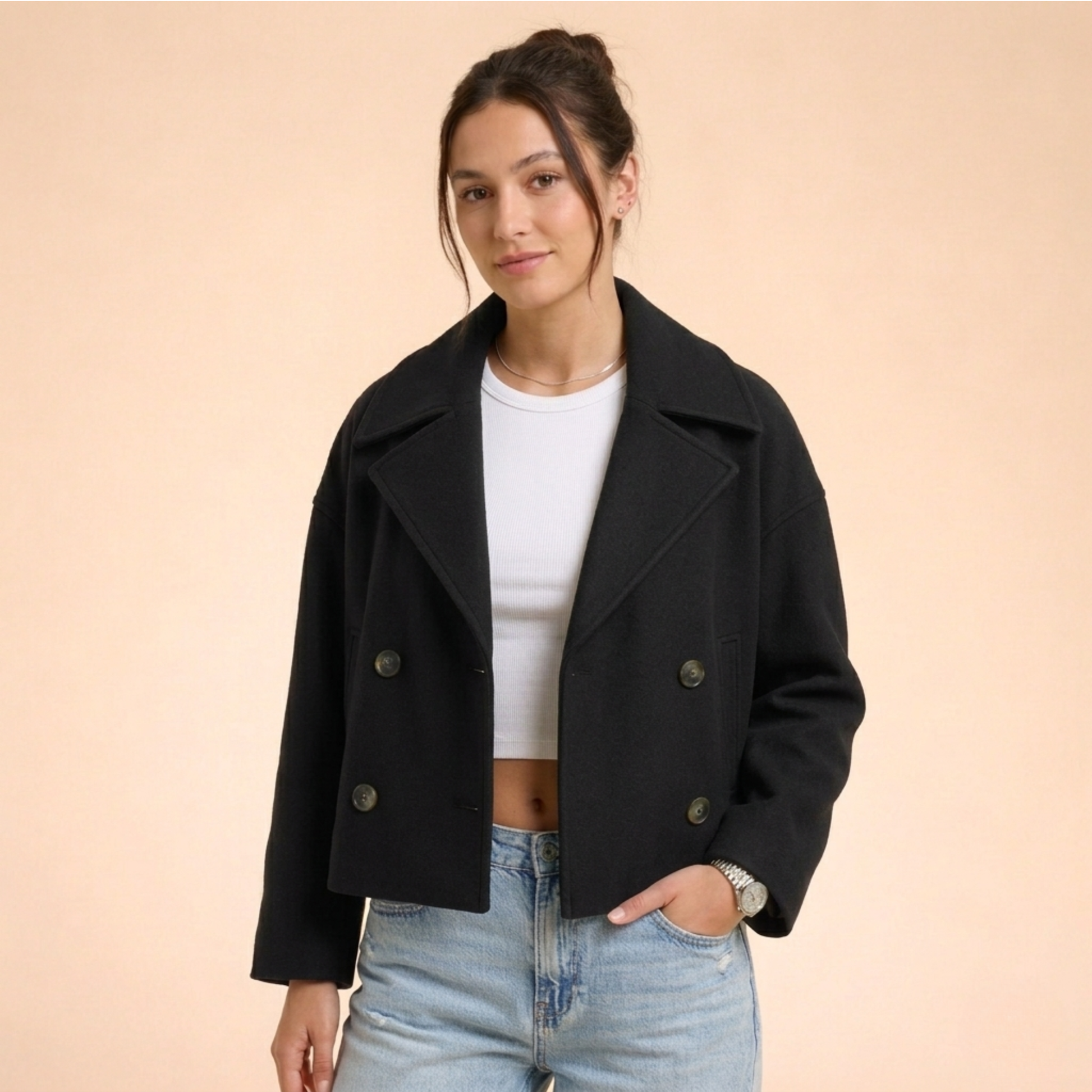 Vera Damen Wollmantel | Eleganter Schnitt, Zweireihig, Herbst/Winter 4