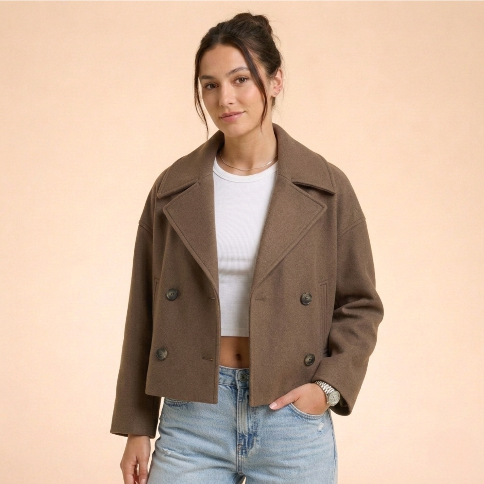 Vera Damen Wollmantel | Eleganter Schnitt, Zweireihig, Herbst/Winter 5