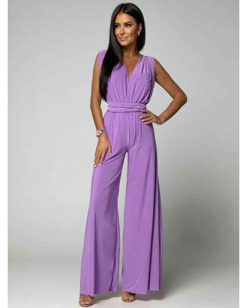 Vila Damen Jumpsuit | V-Ausschnitt, Weites Bein in Strahlendem Lila 2