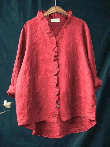 Viva Damen Bluse | Atmungsaktive Leinen-Baumwollmischung, Lässige Passform 0