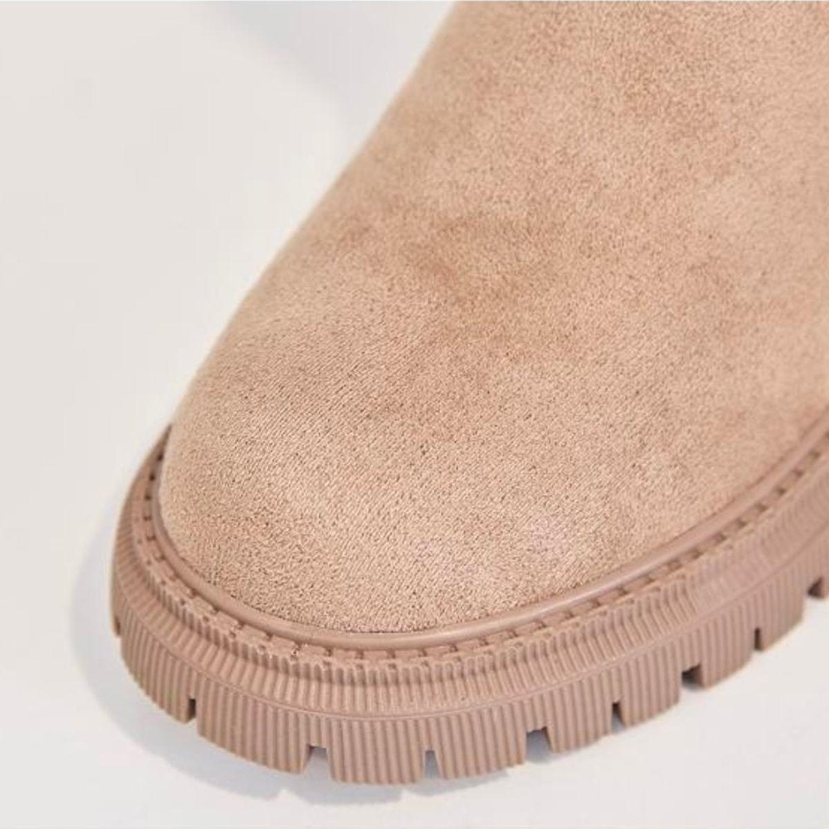 Vreni Schwarz Gefütterte Winterstiefel in Veloursleder-Optik für Damen | Kunstfell Warm Plateau Winter - EU 35-44