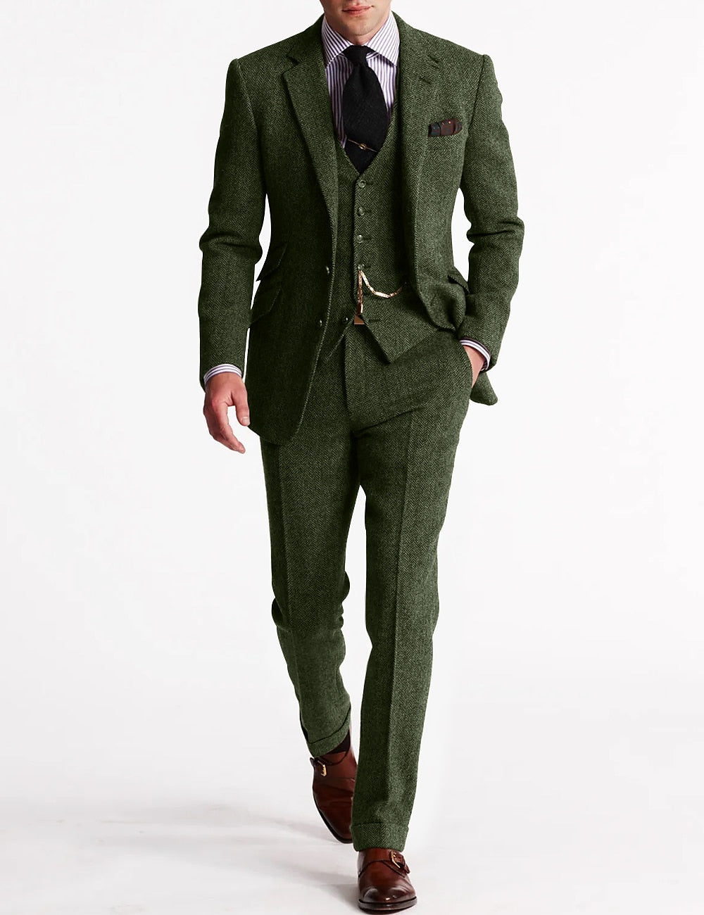 Wern Herren Anzug | Klassisches Dunkelgrau mit Weste, Elegante Passform 1