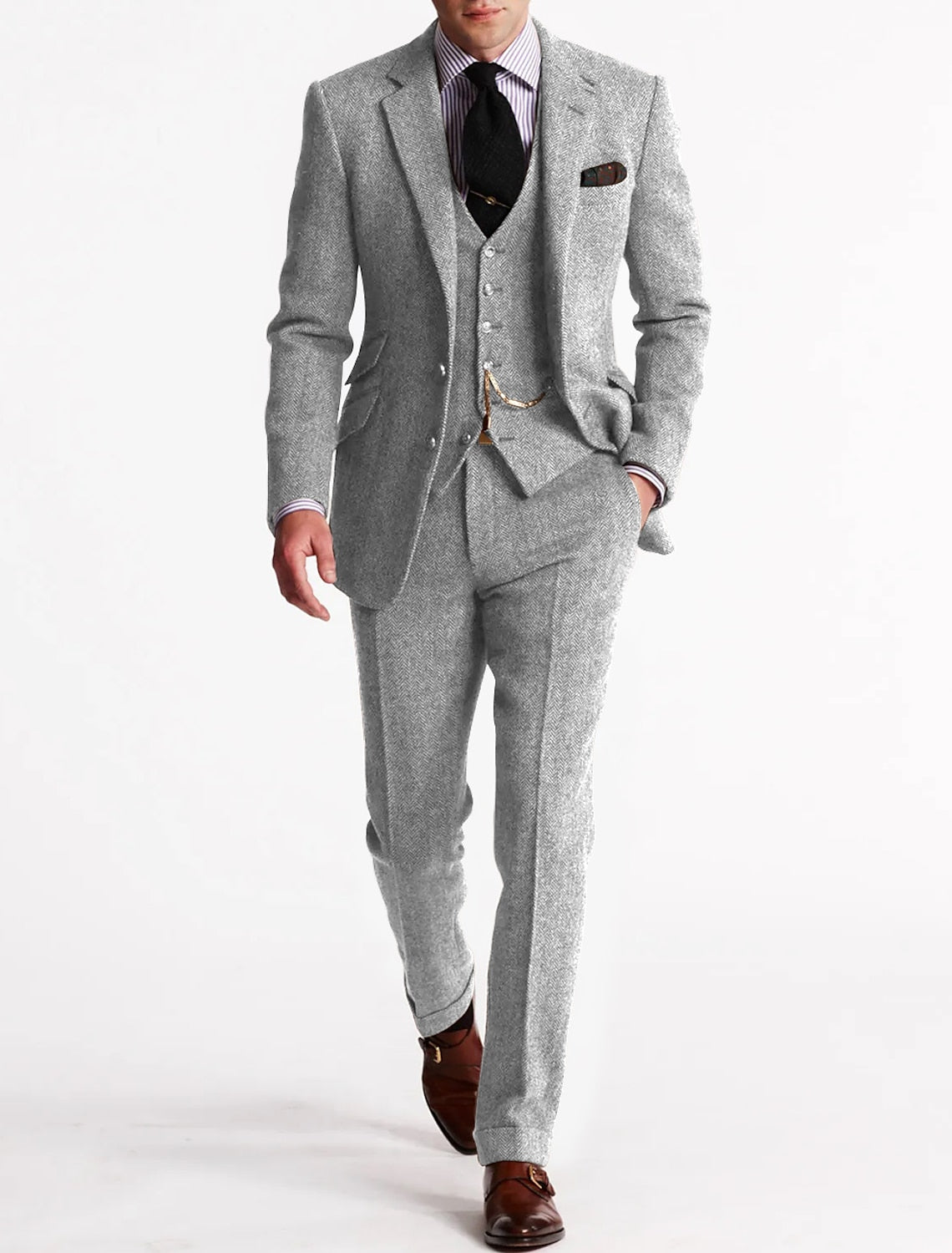 Wern Herren Anzug | Klassisches Dunkelgrau mit Weste, Elegante Passform 4
