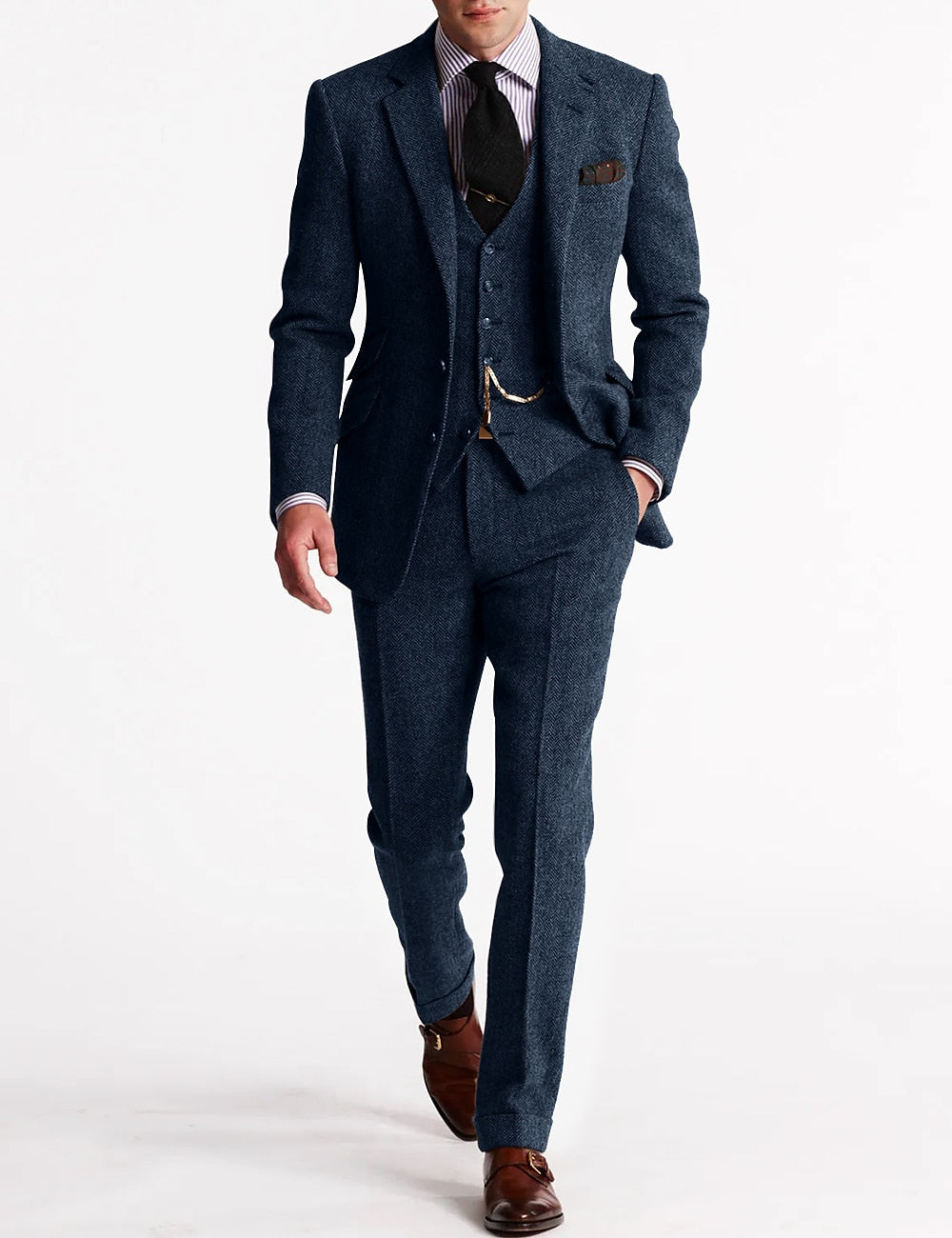 Wern Herren Anzug | Klassisches Dunkelgrau mit Weste, Elegante Passform 6