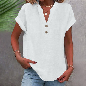 Ruth Hellgruen V-Ausschnitt Lockeres Damen Longshirt Baumwolle | Leicht Luftig Kurzarm Sommer Freizeit Shirt | Bequem - S/M/L/XL/XXL,XXXL
