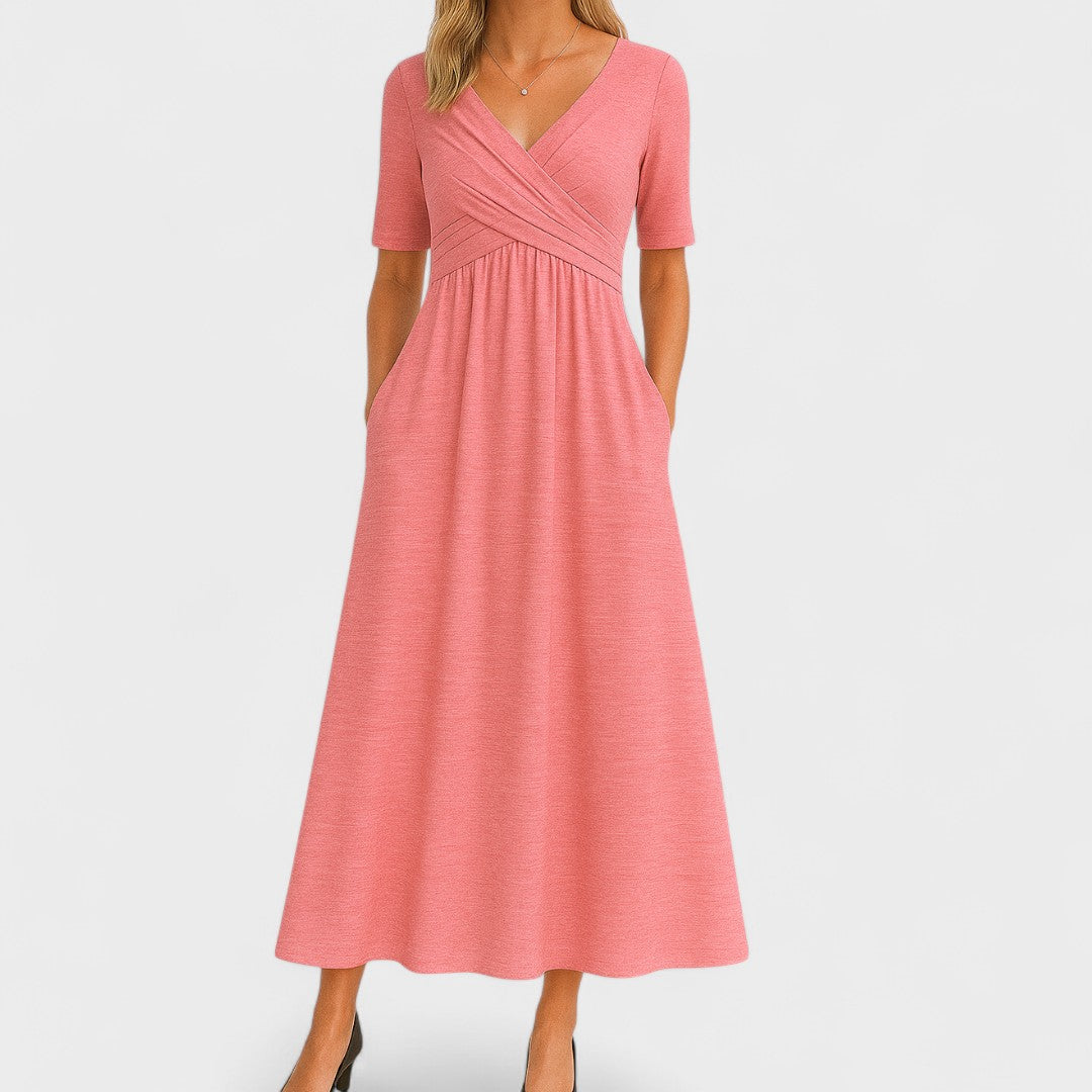 Wira Damen Midi Kleid | Wickel-V-Ausschnitt, Praktische Seitentaschen, Sommerkleider 6