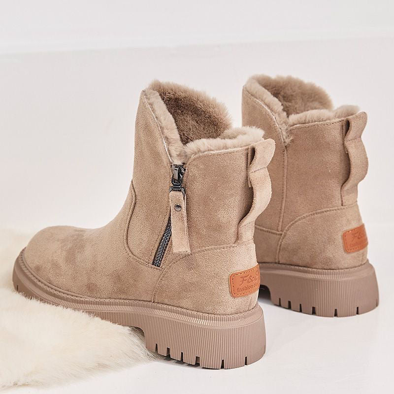 Brigitte Schwarz Gefütterte Winter-Ankle-Boots für Damen | Veloursleder-Optik Plüschfutter Rutschfeste Sohle - EU 35-42