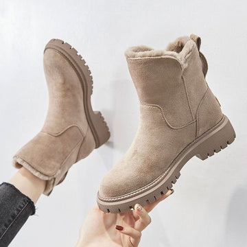 Brigitte Schwarz Gefütterte Winter-Ankle-Boots für Damen | Veloursleder-Optik Plüschfutter Rutschfeste Sohle - EU 35-42
