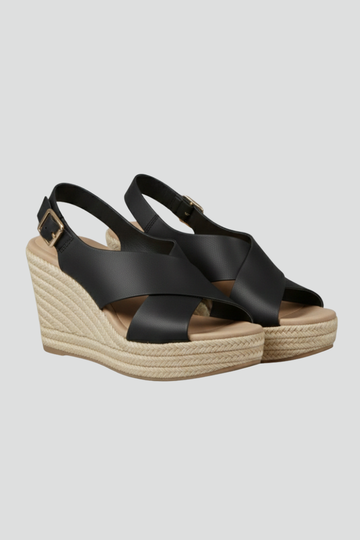 Petra Schwarz Crossover-Riemen Espadrille Keilsandalen für Damen | Eleganter Slingback-Stil - 35/5-43/10