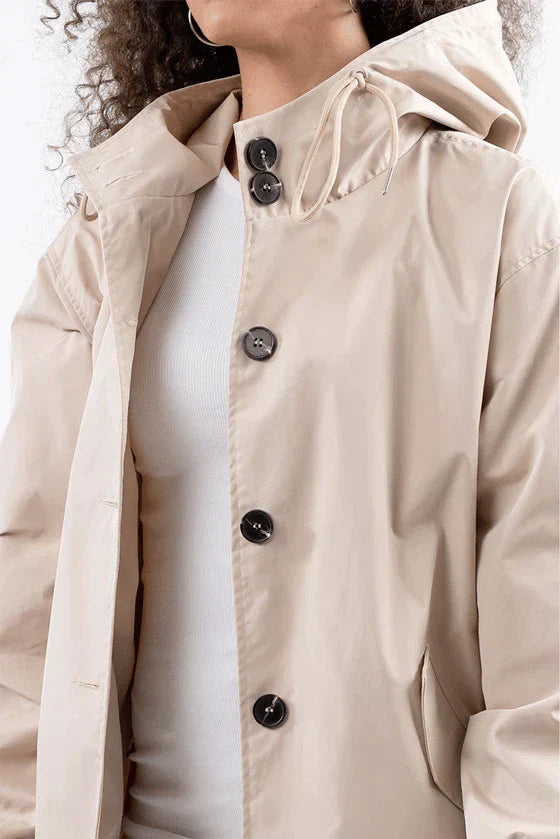 Lotti Khaki Wasserdichter Oversized Regenmantel mit Kapuze für Damen | Stadtlook Reise Alltag - S/M/L/XL/2XL/3XL/4XL/5XL