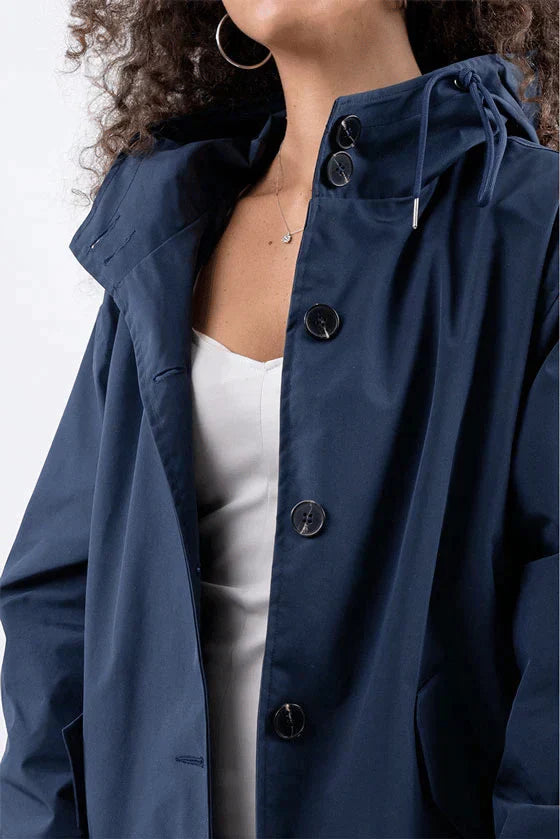 Lotti Khaki Wasserdichter Oversized Regenmantel mit Kapuze für Damen | Stadtlook Reise Alltag - S/M/L/XL/2XL/3XL/4XL/5XL