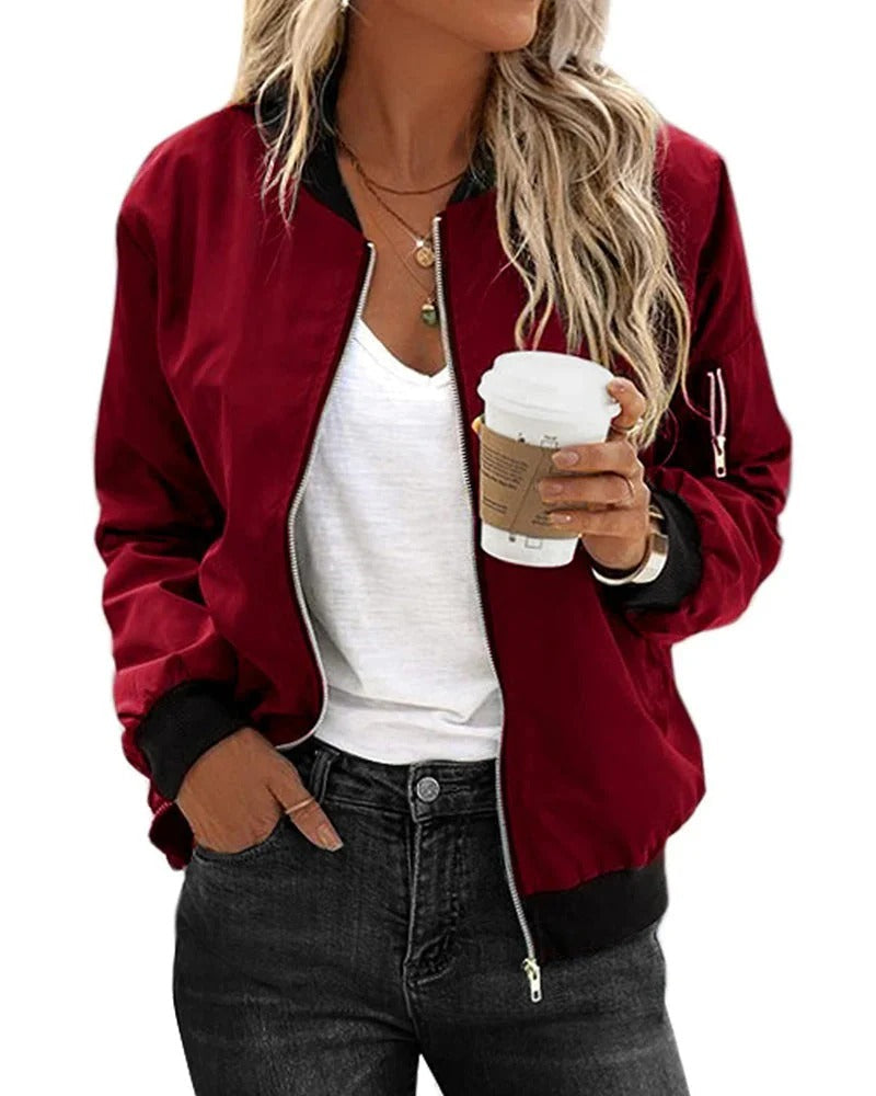 Vreni Armeegrün Leichte Klassische Bomberjacke für Damen | Casual Streetwear Frühling Herbst - S/M/L/XL/2XL/3XL