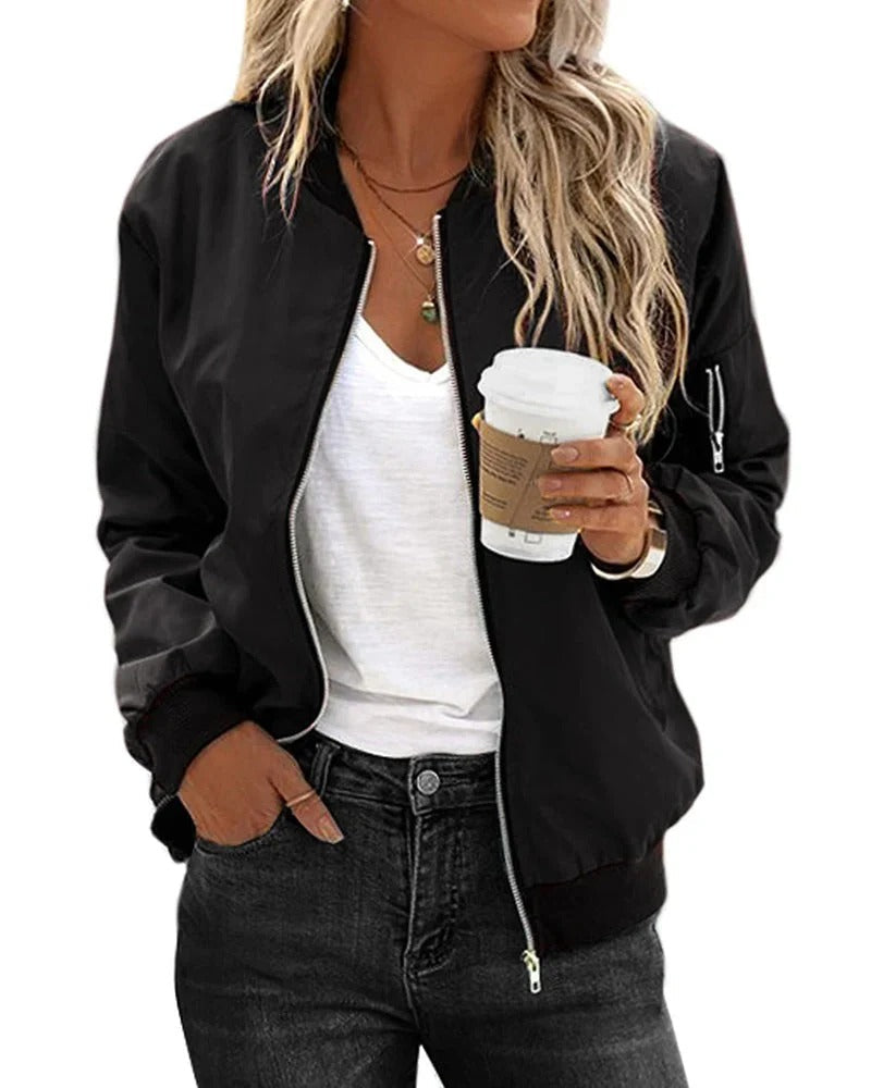 Vreni Armeegrün Leichte Klassische Bomberjacke für Damen | Casual Streetwear Frühling Herbst - S/M/L/XL/2XL/3XL