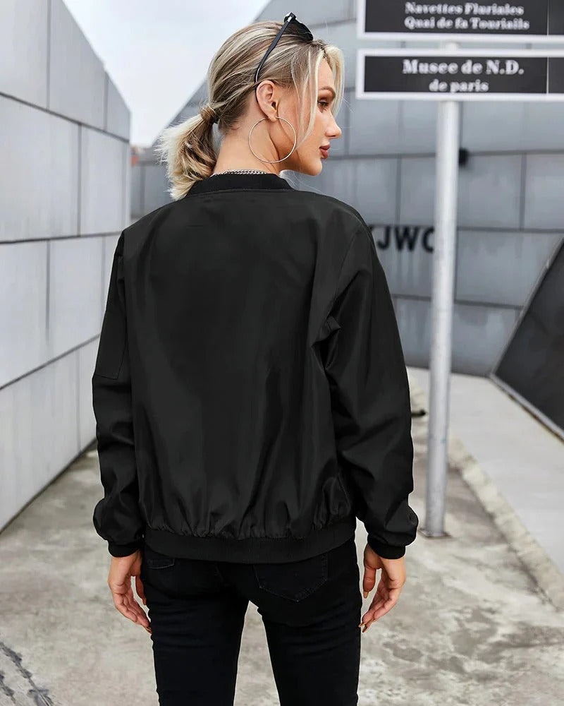 Vreni Armeegrün Leichte Klassische Bomberjacke für Damen | Casual Streetwear Frühling Herbst - S/M/L/XL/2XL/3XL