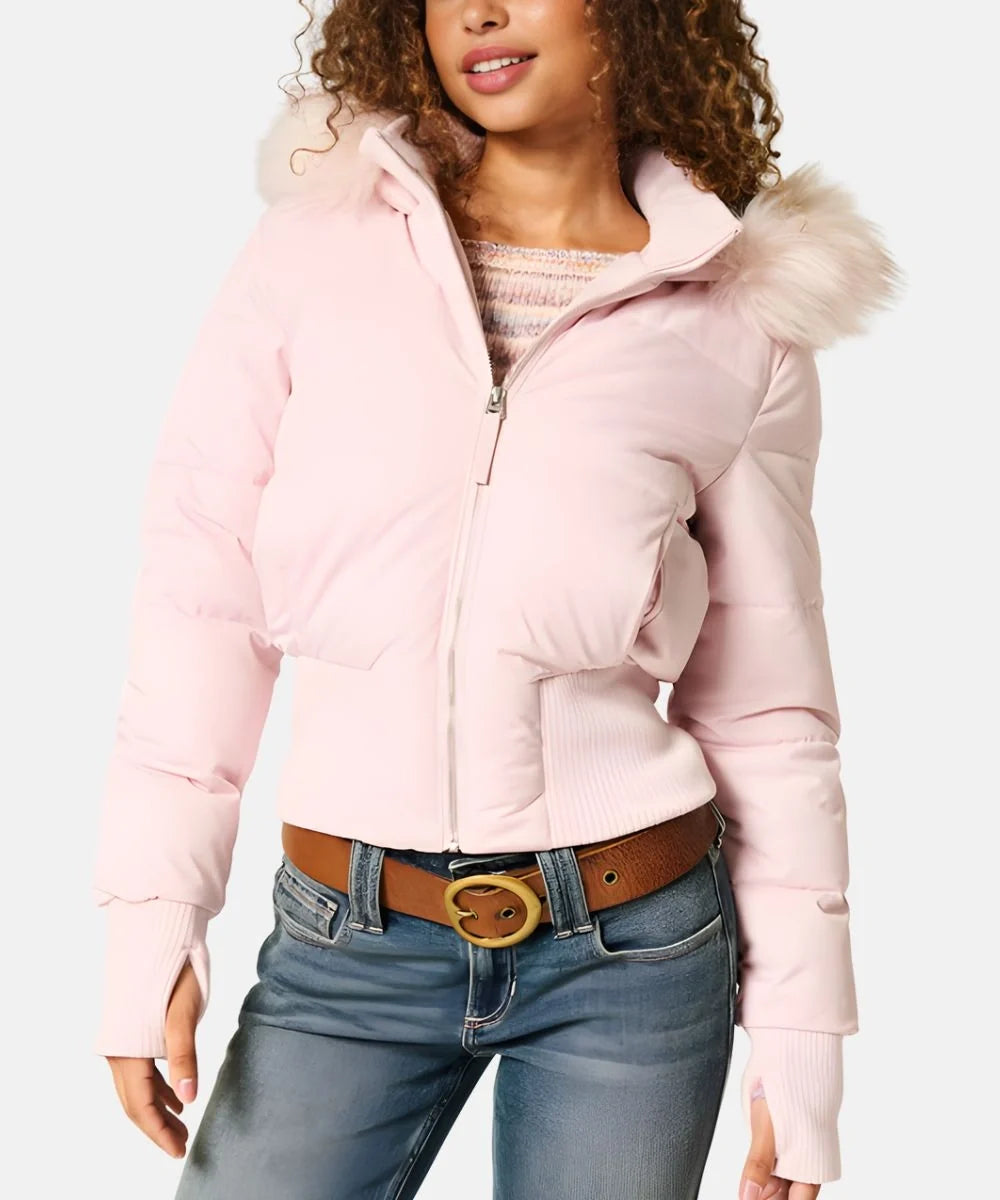 Vreni Schwarz Gesteppte Winterjacke mit Kapuze für Damen | Kunstfell-Besatz Slim Fit Winter - XXS/XS/S