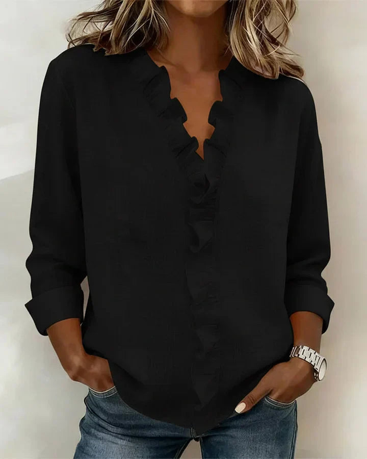 Yvonne Damen Bluse | V-Ausschnitt, Atmungsaktiv, Rüschendetails 2