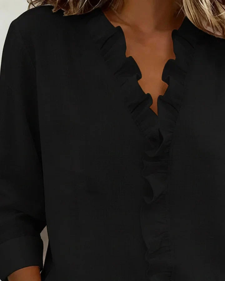 Yvonne Damen Bluse | V-Ausschnitt, Atmungsaktiv, Rüschendetails 3