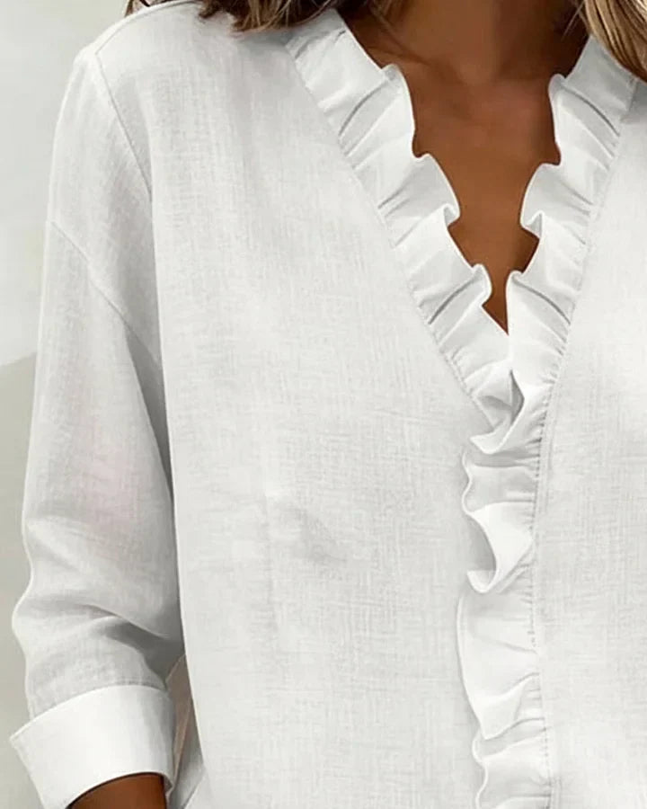 Yvonne Damen Bluse | V-Ausschnitt, Atmungsaktiv, Rüschendetails 5