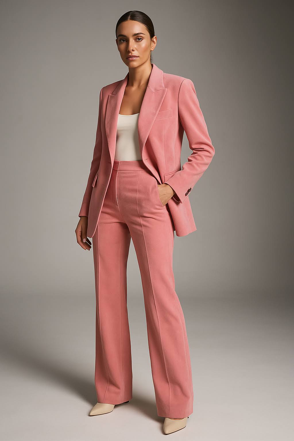 Zara Damen Anzugset | Taillierter Blazer und Weite Hose, Eleganter Business-Look 0