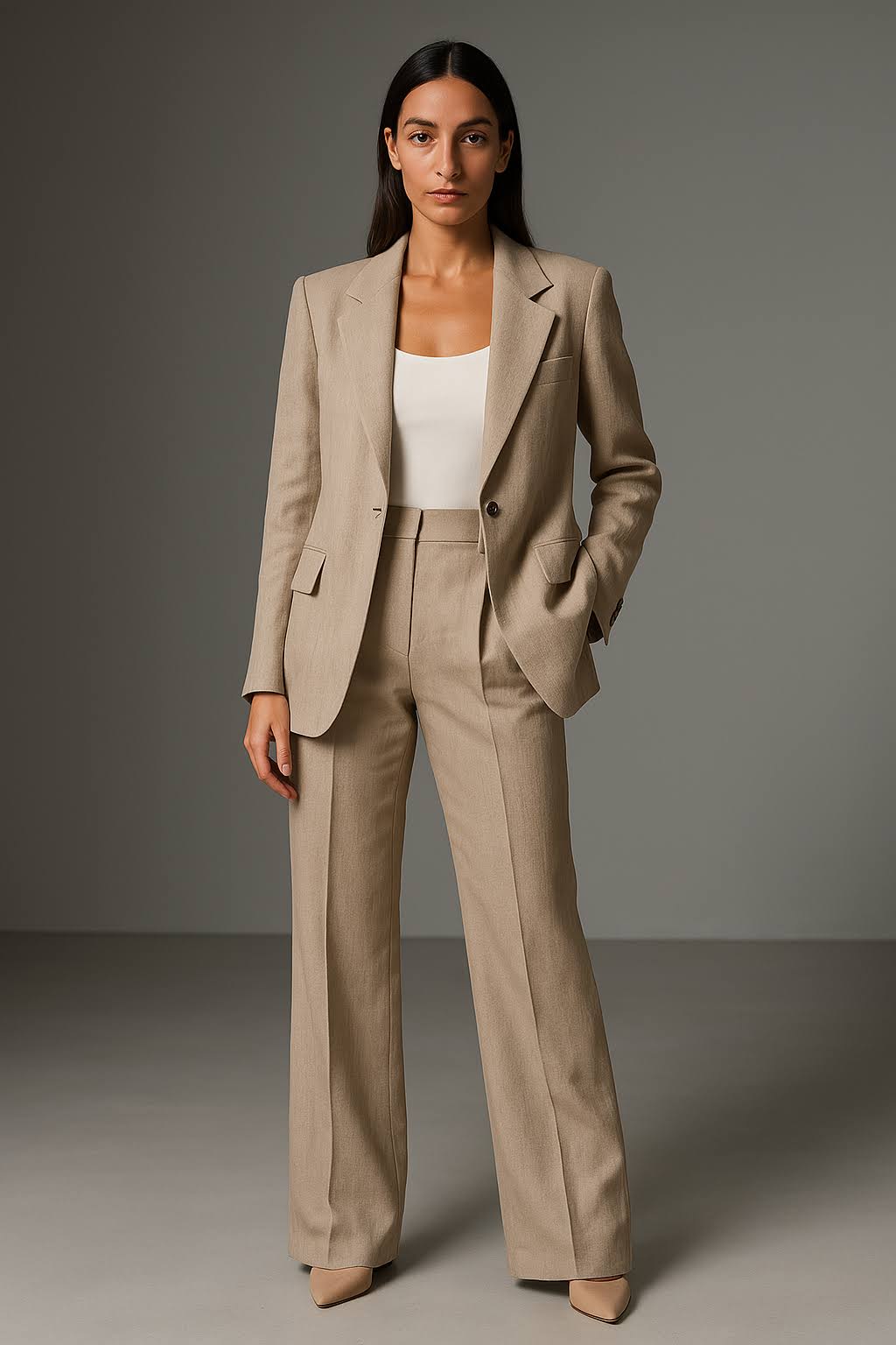 Zara Damen Anzugset | Taillierter Blazer und Weite Hose, Eleganter Business-Look 2