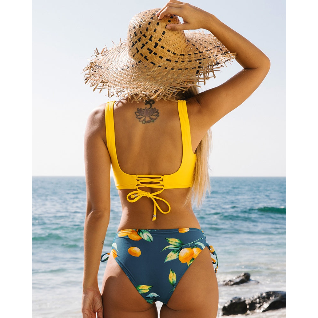 Zara Damen Bikini Set | Überkreuztes Oberteil, Gemustert 8