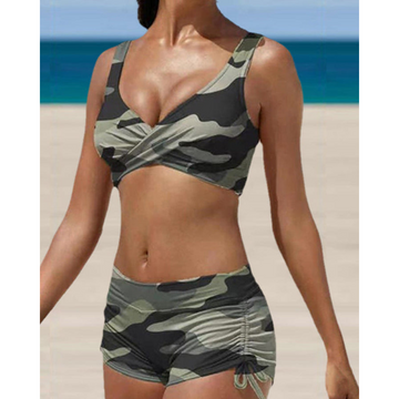 Zara Damen Bikini Set | Überkreuztes Oberteil, Raffungshose 0