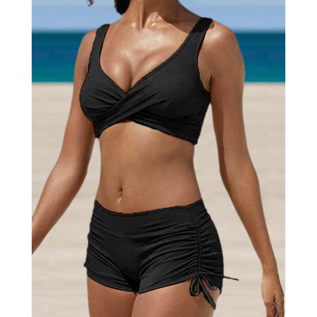 Zara Damen Bikini Set | Überkreuztes Oberteil, Raffungshose 1
