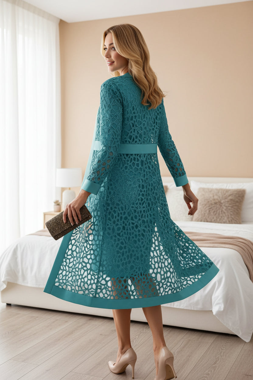 Zara Damen Kleid Set | Spitzen Überwurf, Elegant und Modern 2