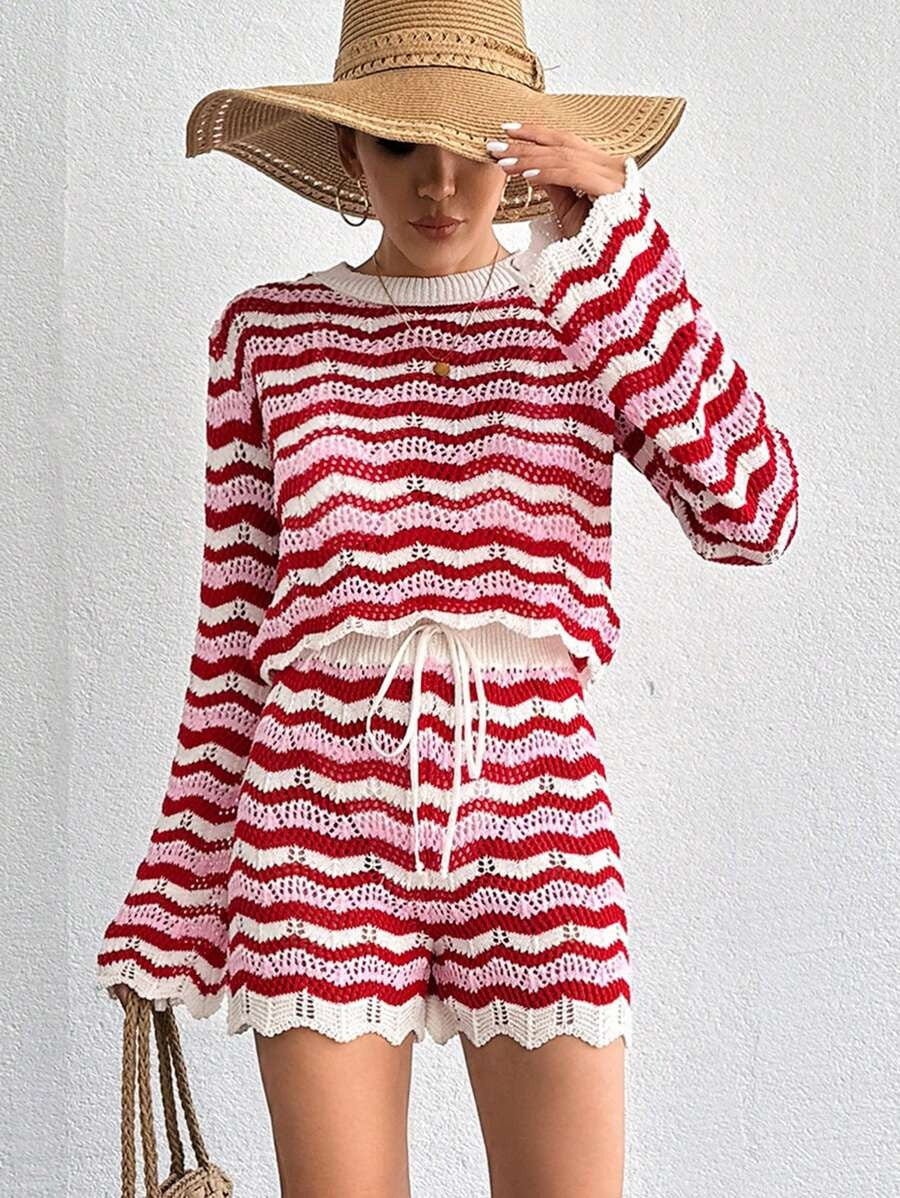 Zara Damen Zweiteiler | Langarmoberteil mit Shorts, Baumwollmischung 11