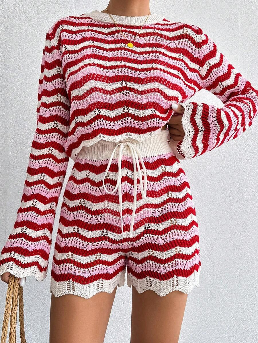 Zara Damen Zweiteiler | Langarmoberteil mit Shorts, Baumwollmischung 7