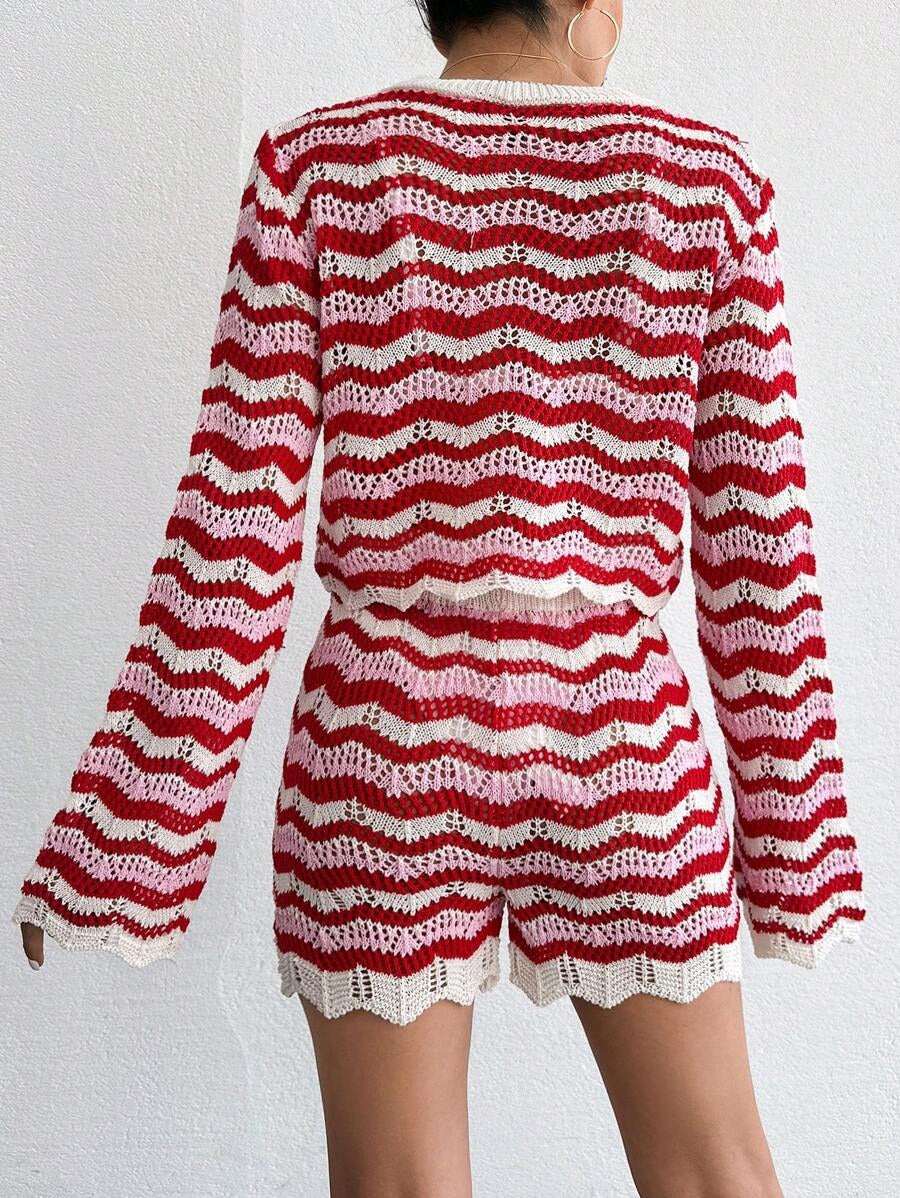 Zara Damen Zweiteiler | Langarmoberteil mit Shorts, Baumwollmischung 8