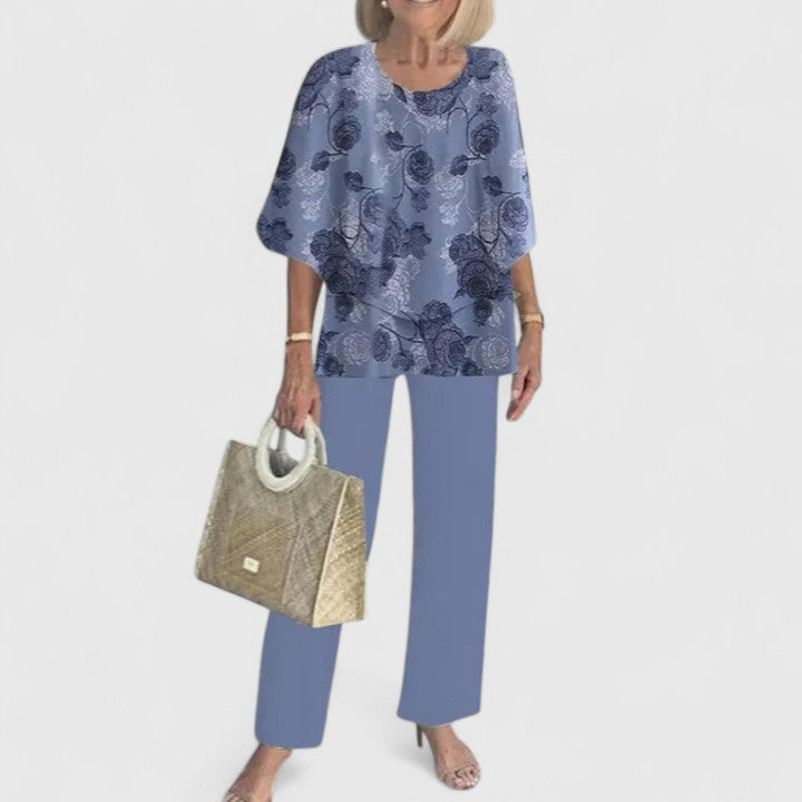 Anita Zweiteiler Layered-Bluse und Printerhose für Damen | Leichter fliessender Komfort - XS-3XL