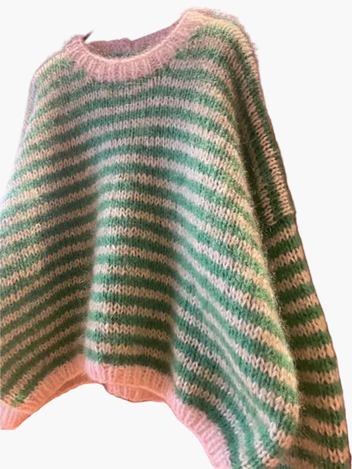 Heidi Grün Gestreifter Oversized Strickpullover für Damen | Casual Herbst Winter - S/M/L/XL/2XL
