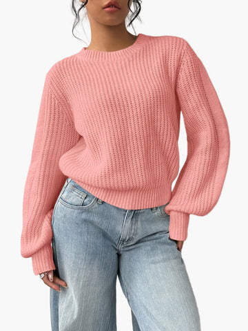 Susanne Pfirsich Grobstrick Oversized Pullover für Damen | Rundhals Casual Alltag - XS/S/M/L/XL