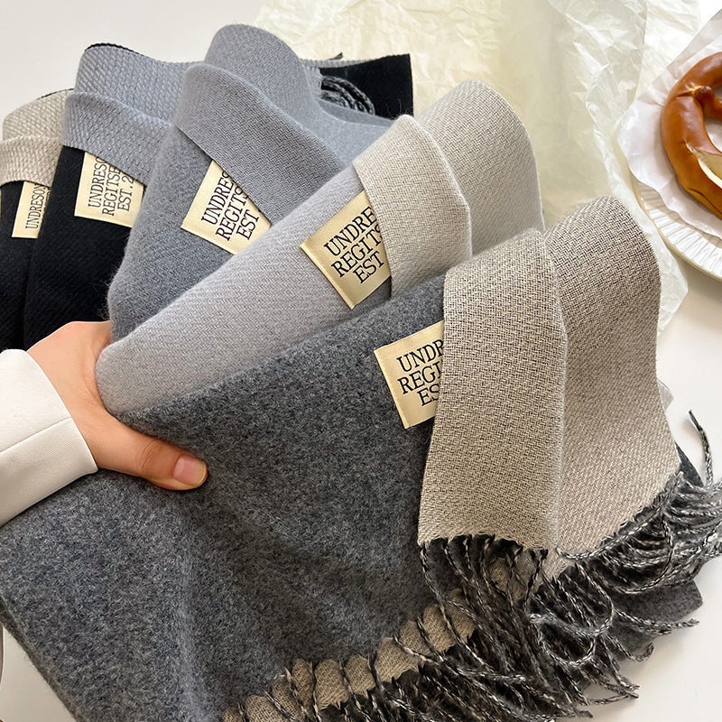 Monika Sand Weicher Fransen-Winterschal für Damen | Zweifarbig und Einfarbig Casual Stil