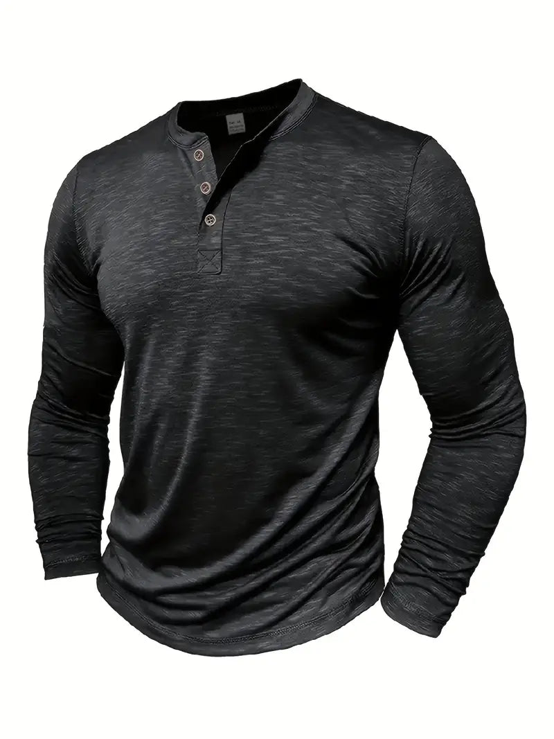 Urs Grün Langarm Henley Shirt für Herren | Klassischer Slim-Fit Stil - S/M/L/XL/2XL/3XL